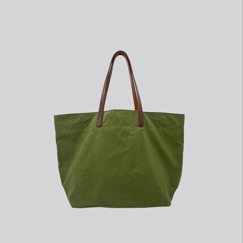 Bags and totes - Jenny Tote - Waxed Cotton Large Tote Bag in Light Green - MIMI BERRY