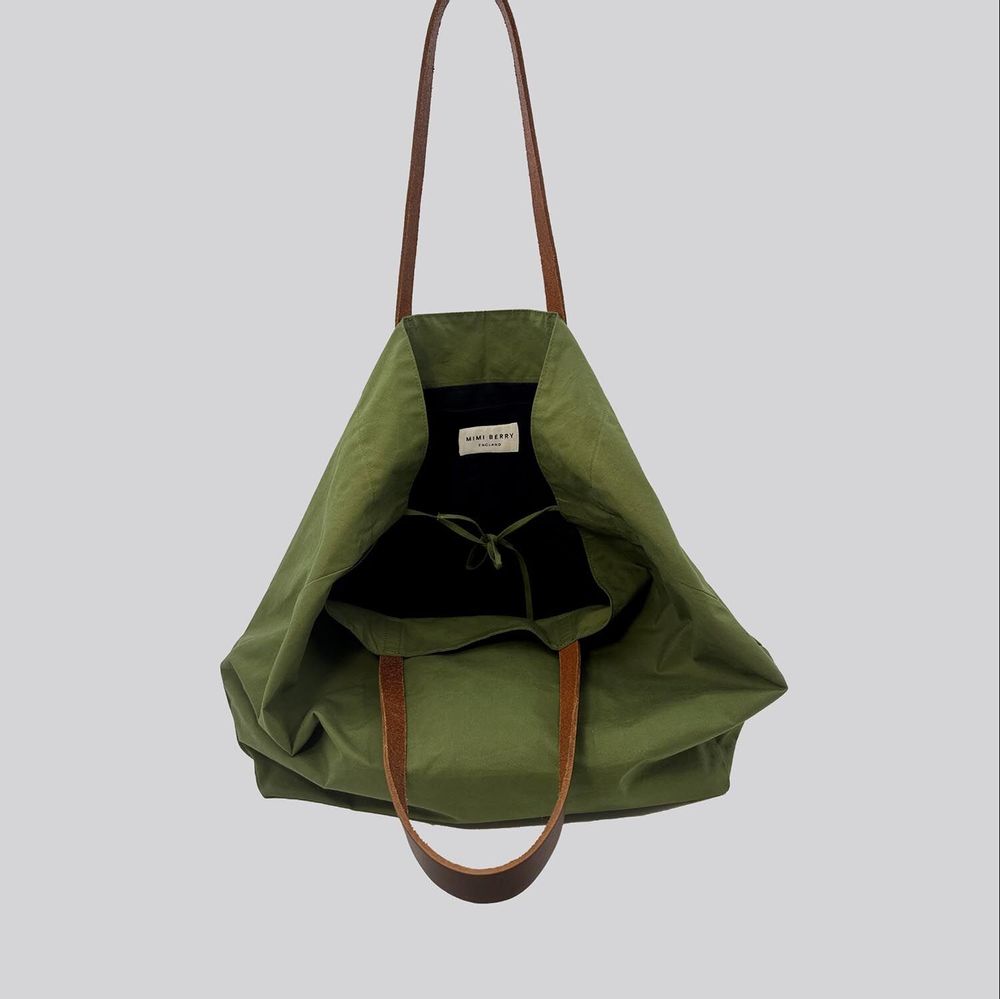 Bags and totes - Jenny Tote - Waxed Cotton Large Tote Bag in Light Green - MIMI BERRY