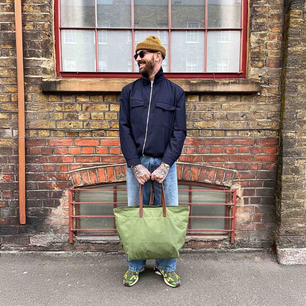 Bags and totes - Jenny Tote - Waxed Cotton Large Tote Bag in Light Green - MIMI BERRY