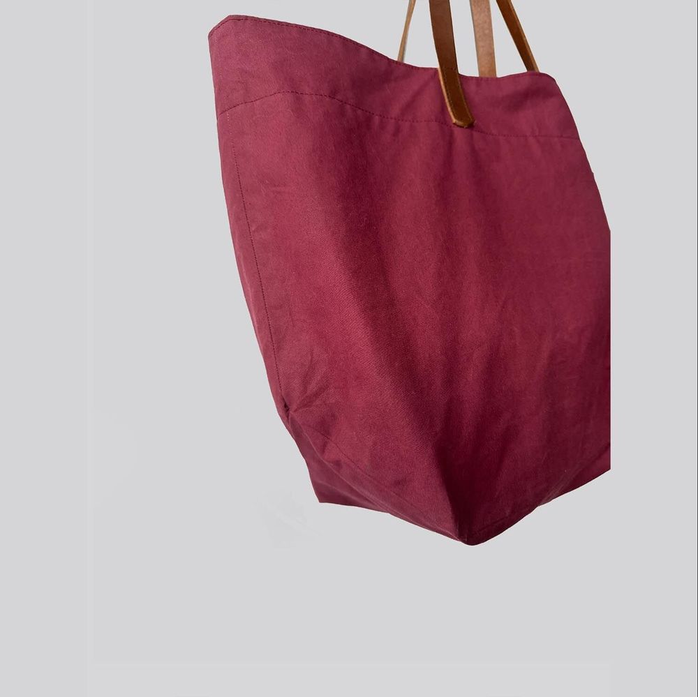 Bags and totes - Jenny Tote - Waxed Cotton Large Tote Bag in Burgundy - MIMI BERRY