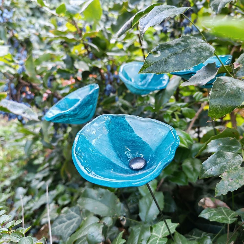 Floral decoration - Medium-sized cala flover in light turquoise - CARNEOL GLASS