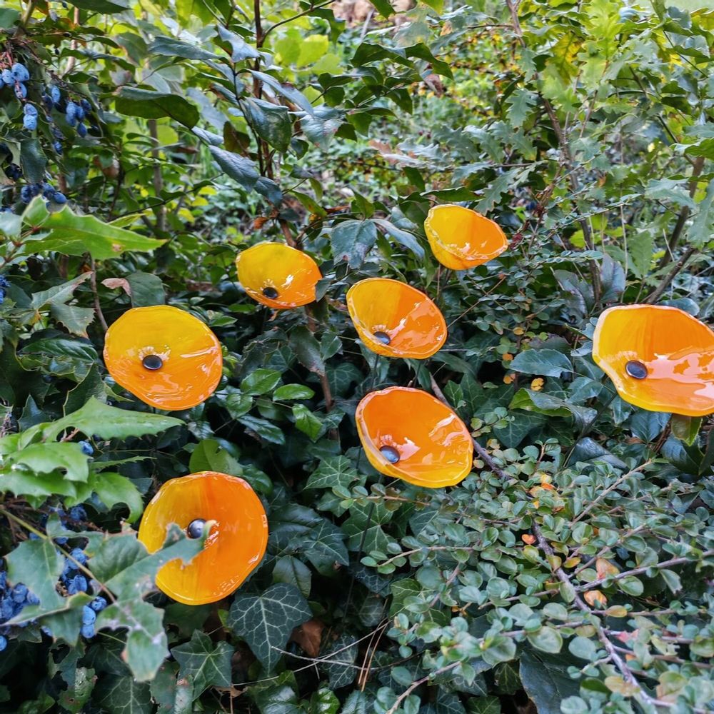 Floral decoration - Yellow-orange cala flower - CARNEOL GLASS