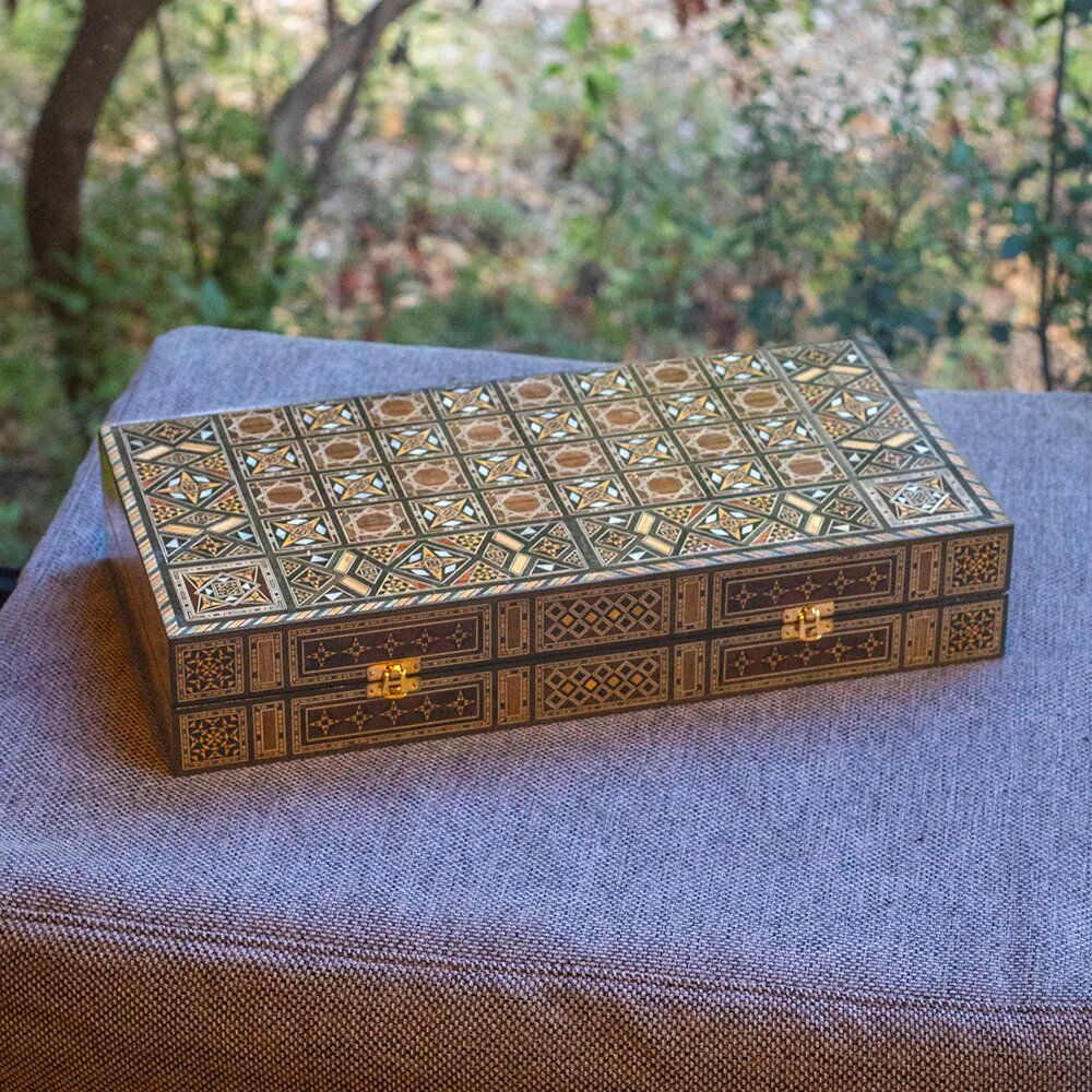 Gifts - Chess & Backgammon Set - Mosaic - MAISON ROSHI - LUXURY ENTERTAINMENT CABINETS