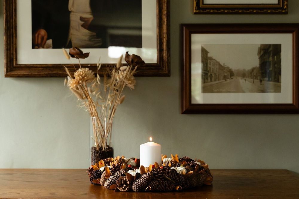 Decorative objects - Wooden Brown and Orange Pumpkin Wreath - WE LOVE SEASONS