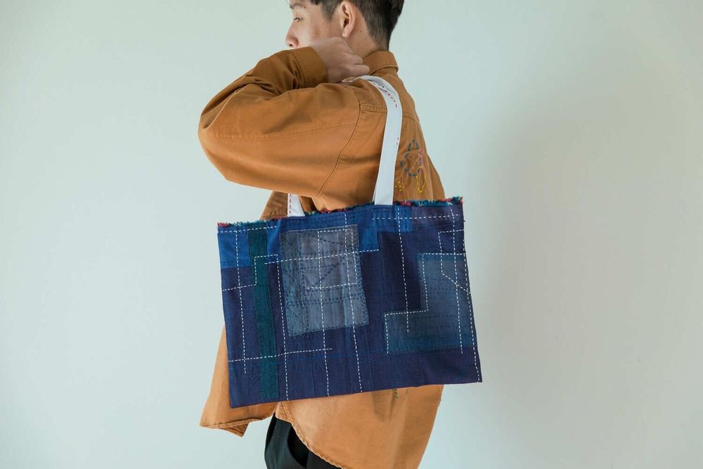 Bags and totes - AIZOME bag "BORO" - POINTS,LIGNES ET PLANS