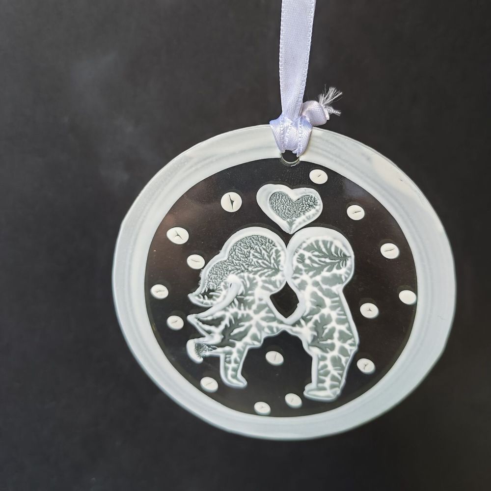 Autres décorations de Noël - Paire d'ornements en verre peint à la main en blanc - CARNEOL GLASS