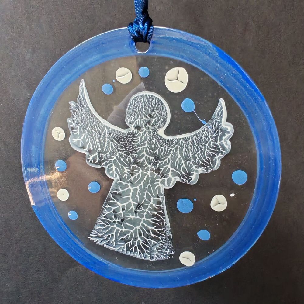 Other Christmas decorations - Blue hand-painted standing angel glass ornament - CARNEOL GLASS