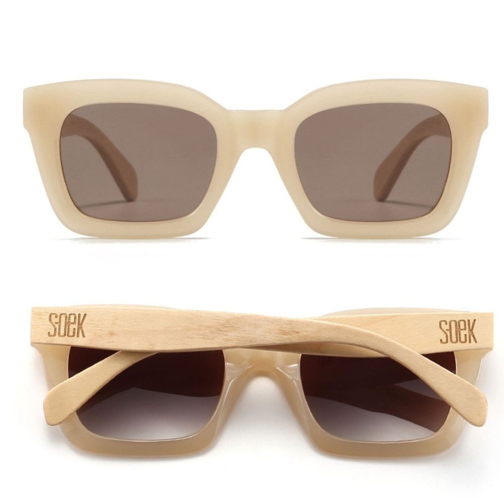 Glasses - ZAHRA NUDE l Brown Gradient Lens l White Maple Arms - SOEK SUSTAINABLE EYEWEAR