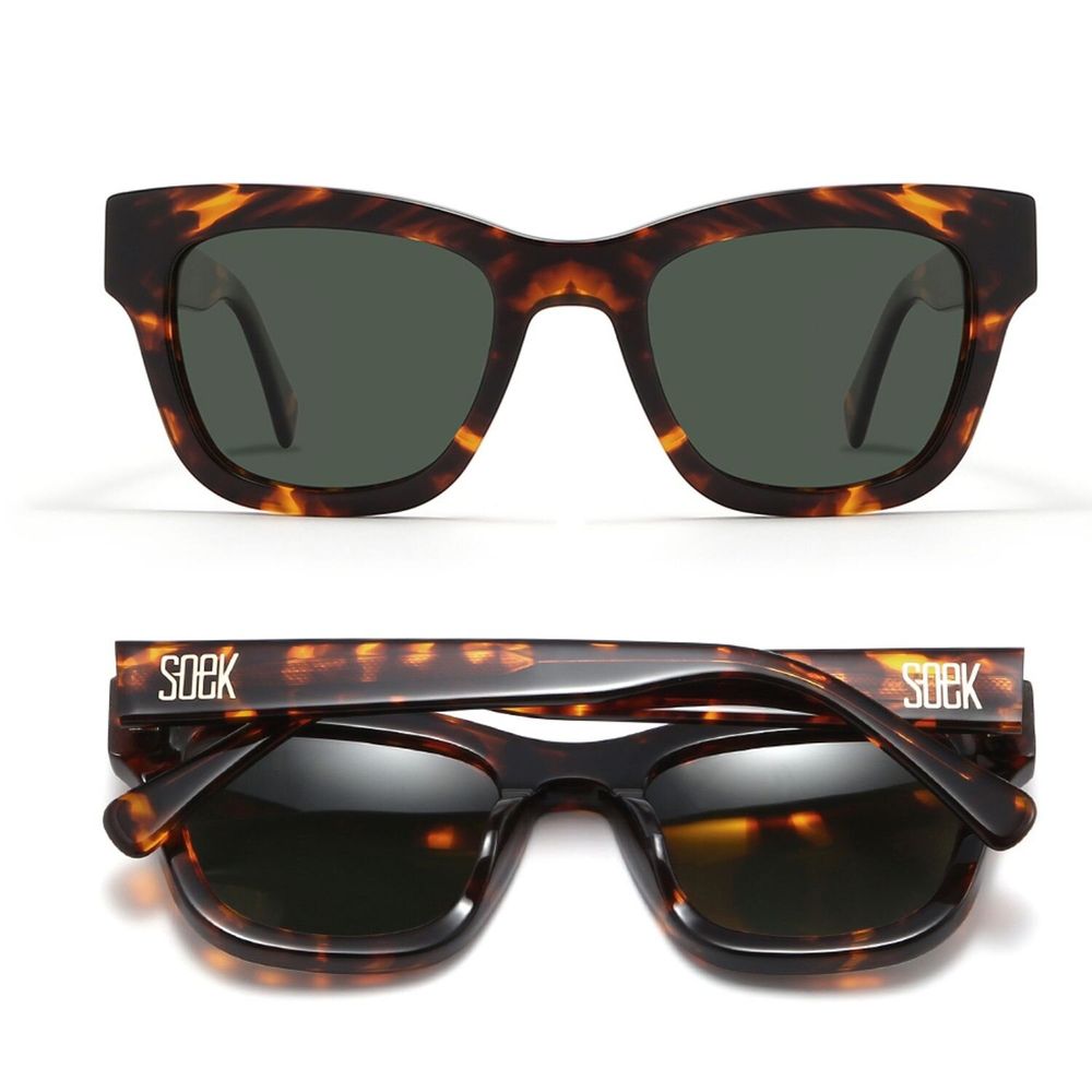 Glasses - COLLIDE SANDSTONE - Bio Acetate Tortoise Frame l Khaki Polarised Lens - SOEK SUSTAINABLE WOOD & PLANT BASED EYEWEAR