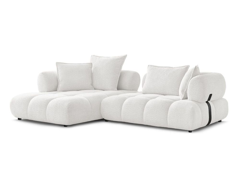 Canapés - Canapé d'angle fixe ALYA tissu bouclette - BOBOCHIC PARIS