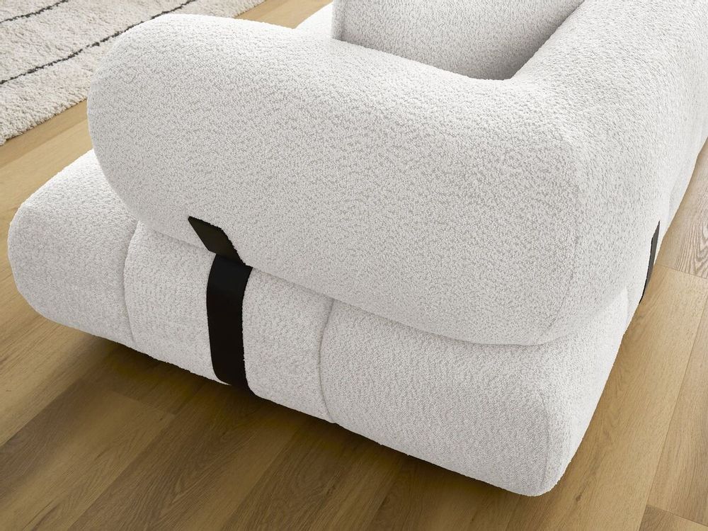 Canapés - Canapé d'angle fixe ALYA tissu bouclette - BOBOCHIC PARIS