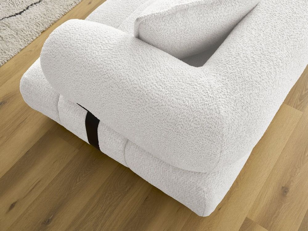 Canapés - Canapé d'angle fixe ALYA tissu bouclette - BOBOCHIC PARIS