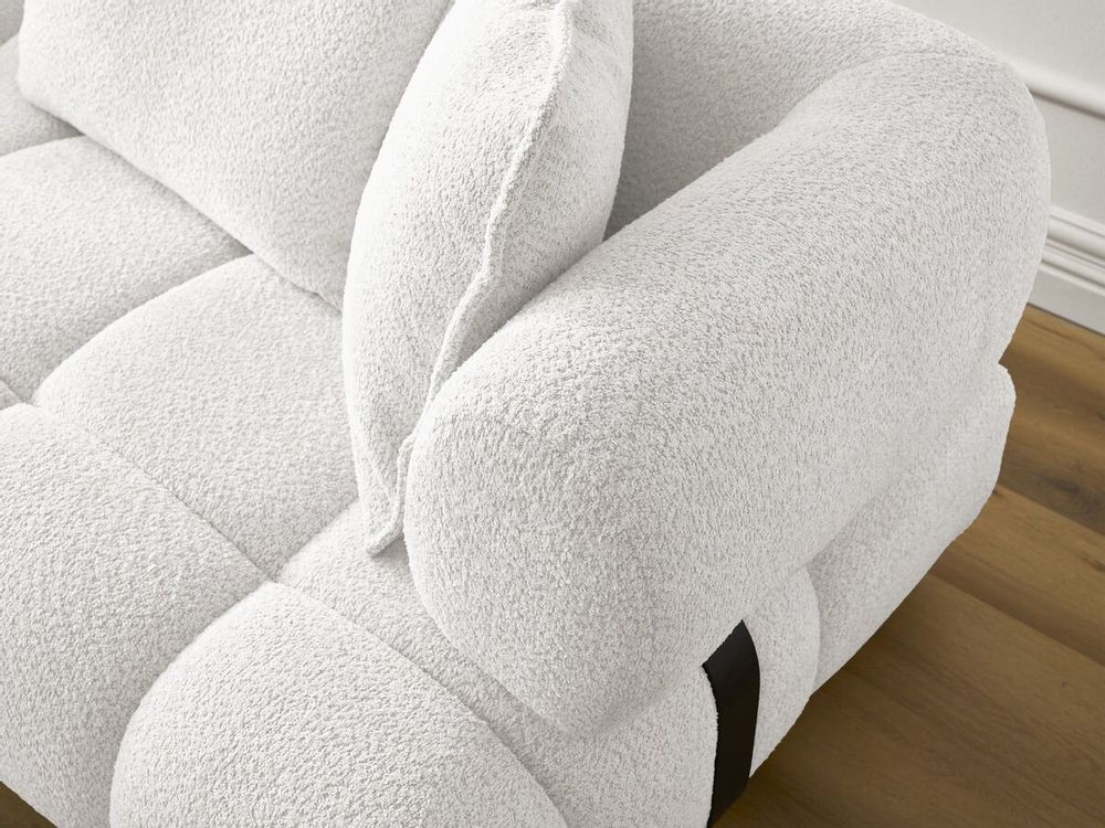 Canapés - Canapé d'angle fixe ALYA tissu bouclette - BOBOCHIC PARIS