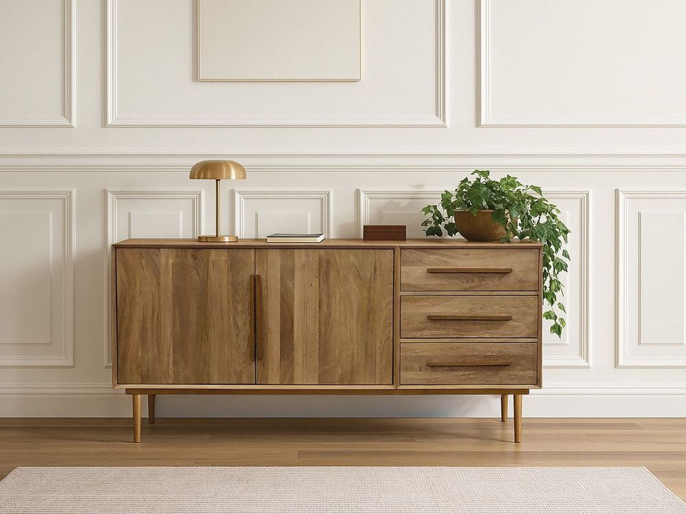Sideboards - BRUGES sideboard 2 doors 3 drawers 180 cm 180 cm in solid mango wood - BOBOCHIC PARIS