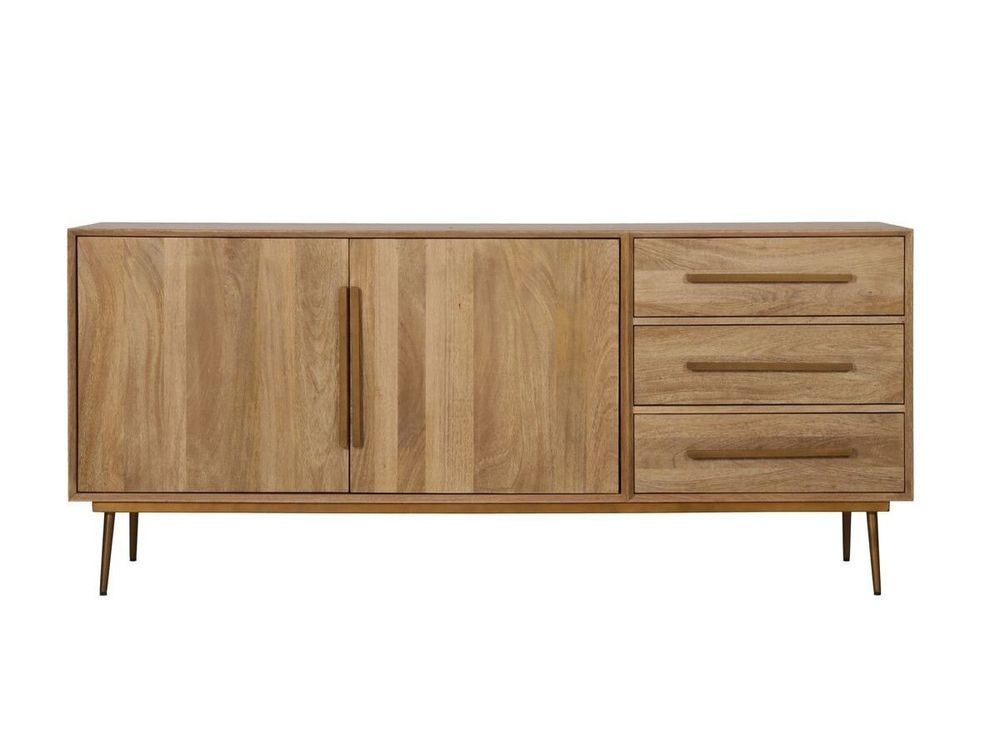 Sideboards - BRUGES sideboard 2 doors 3 drawers 180 cm 180 cm in solid mango wood - BOBOCHIC PARIS