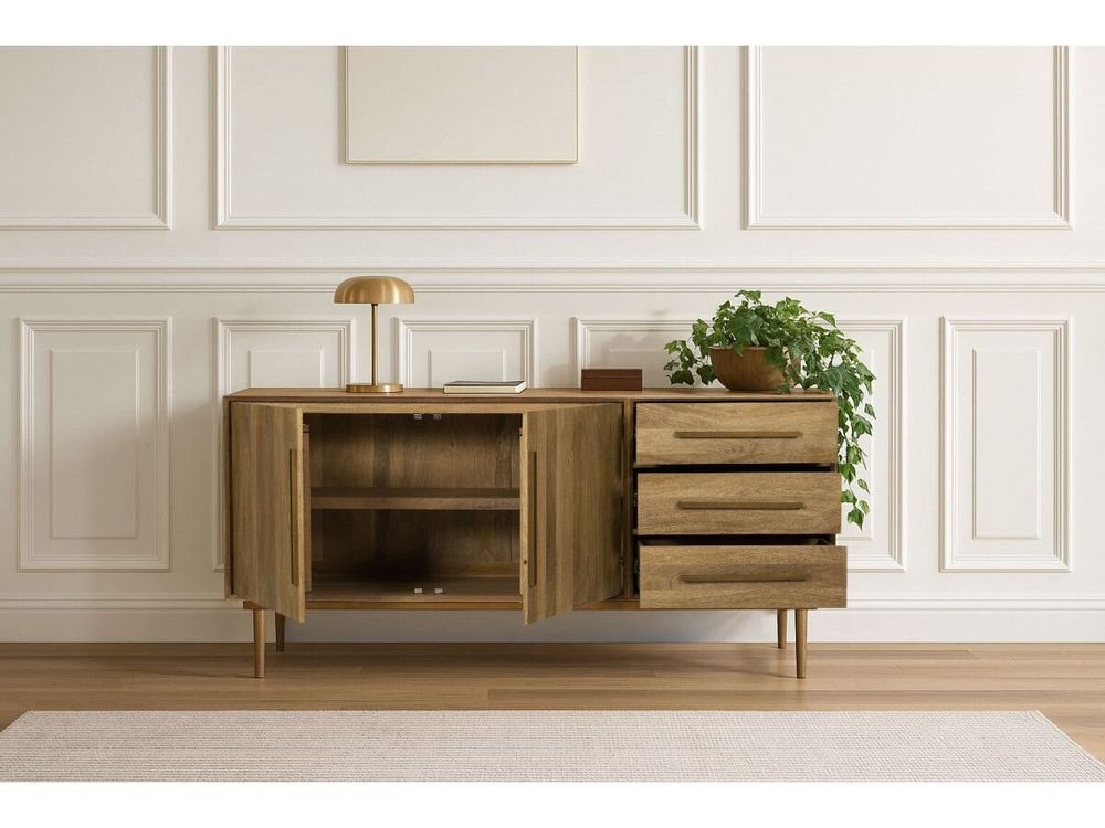 Sideboards - BRUGES sideboard 2 doors 3 drawers 180 cm 180 cm in solid mango wood - BOBOCHIC PARIS