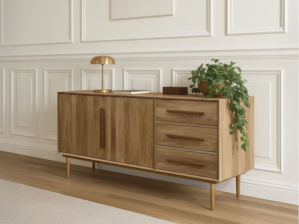 Sideboards - BRUGES sideboard 2 doors 3 drawers 180 cm 180 cm in solid mango wood - BOBOCHIC PARIS
