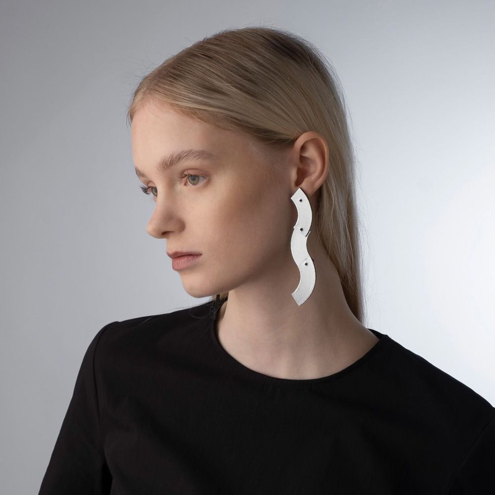 Leather goods - Quarter Circles Earrings - C.KARAKALPAKI