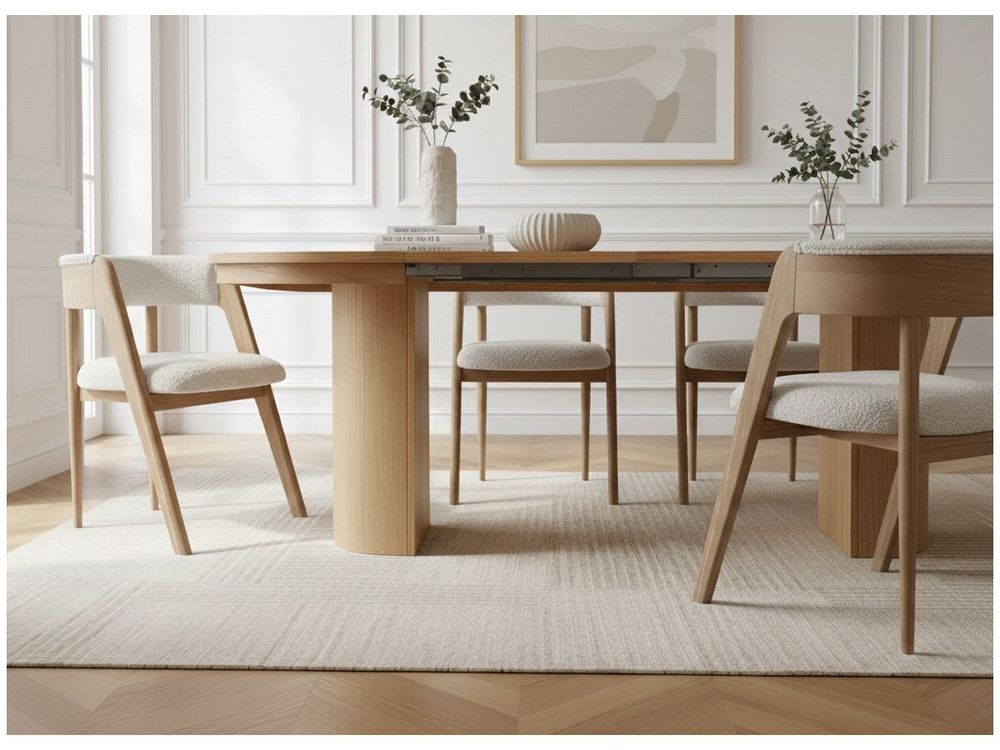 Dining Tables - PRADO set with extendable dining table 110 to 210 cm + 4 chairs - BOBOCHIC PARIS