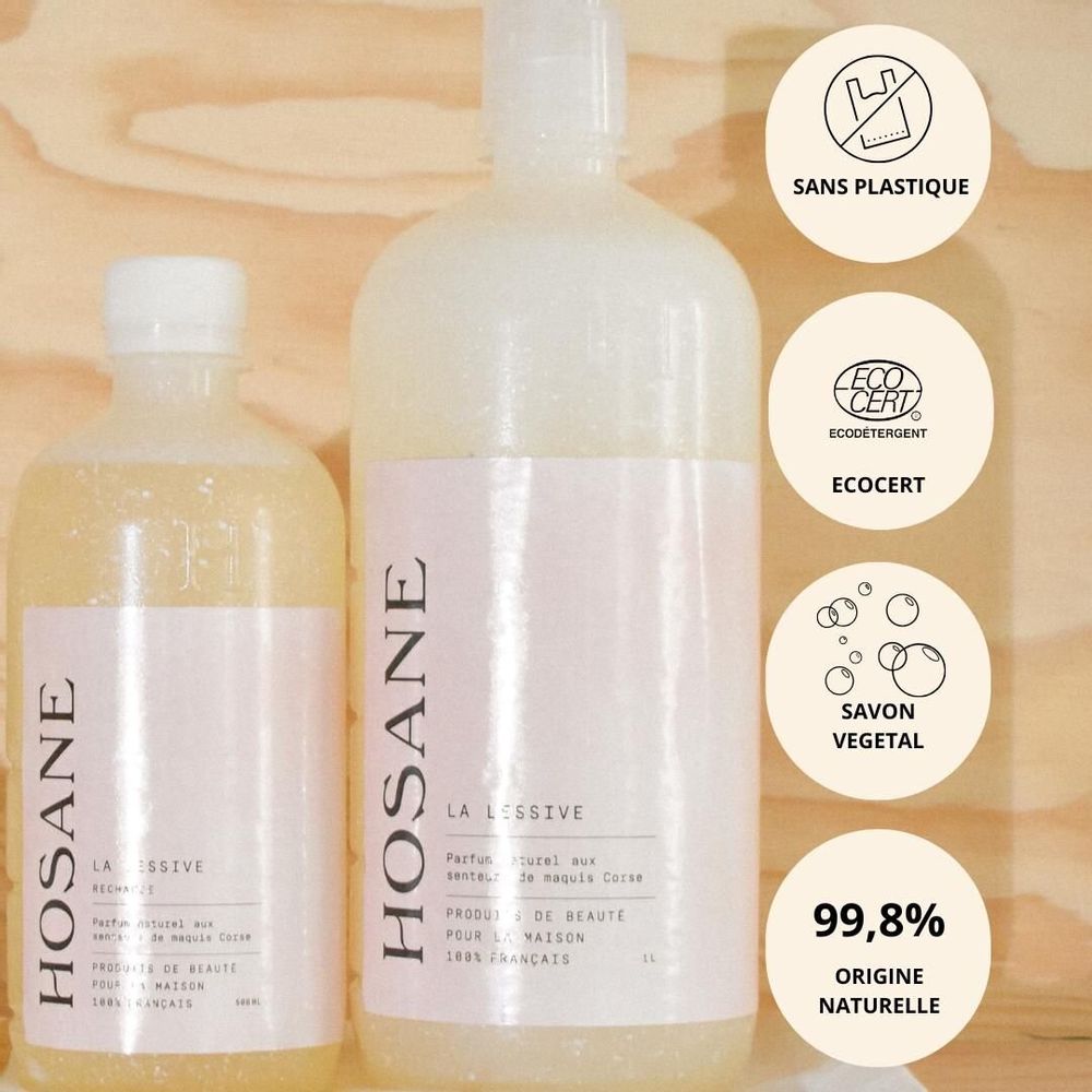 Accessoires enfants - LESSIVE DOUCEUR 1L - SANS PARFUM - VEGETALE - HOSANE