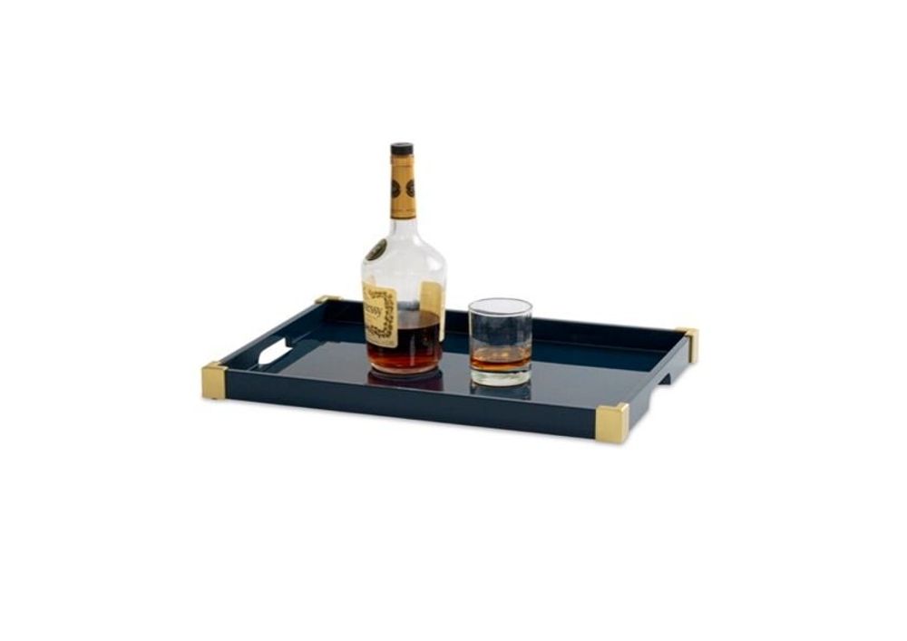 Trays - ANDELA - Lacquer tray with brass corners - MAI HOME DECOR