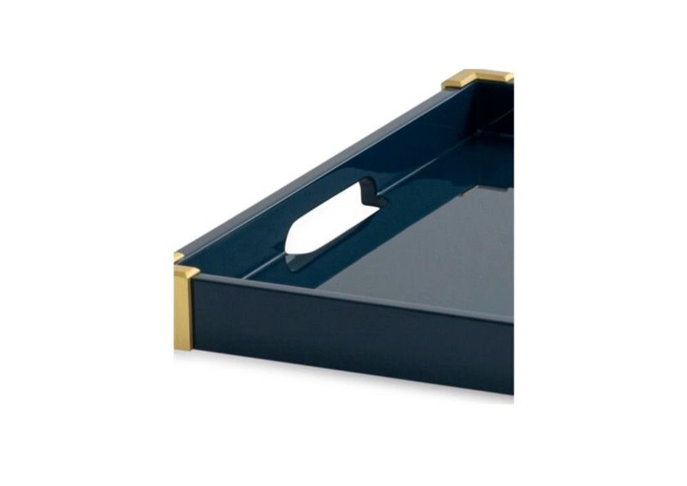 Trays - ANDELA - Lacquer tray with brass corners - MAI HOME DECOR