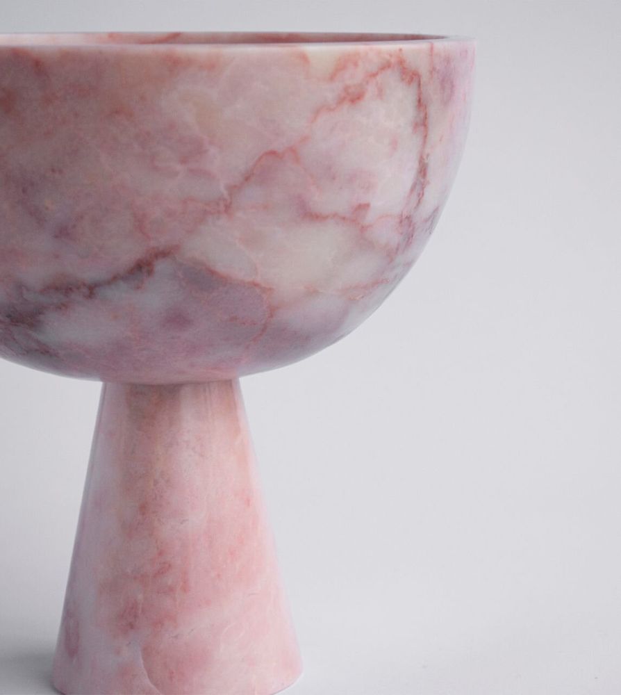 Platter and bowls - PINK MARBLE PEDESTAL BOWL XL - KIWANO CONCEPT