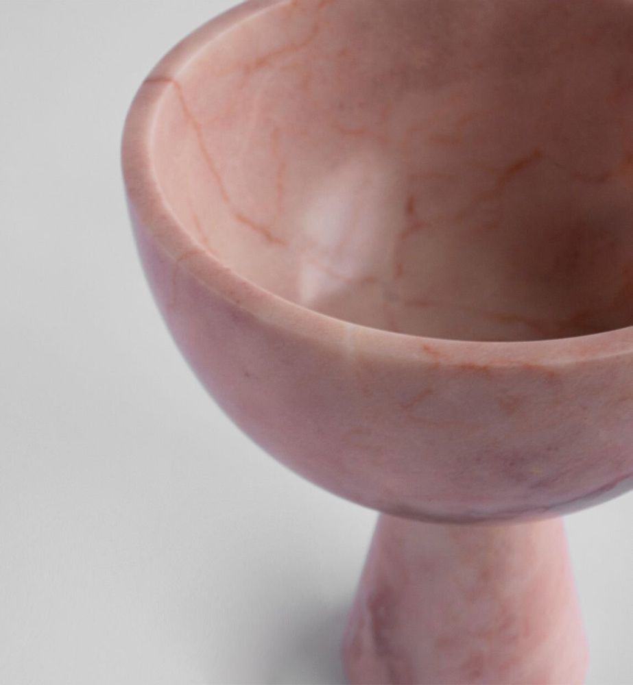 Platter and bowls - PINK MARBLE PEDESTAL BOWL XL - KIWANO CONCEPT