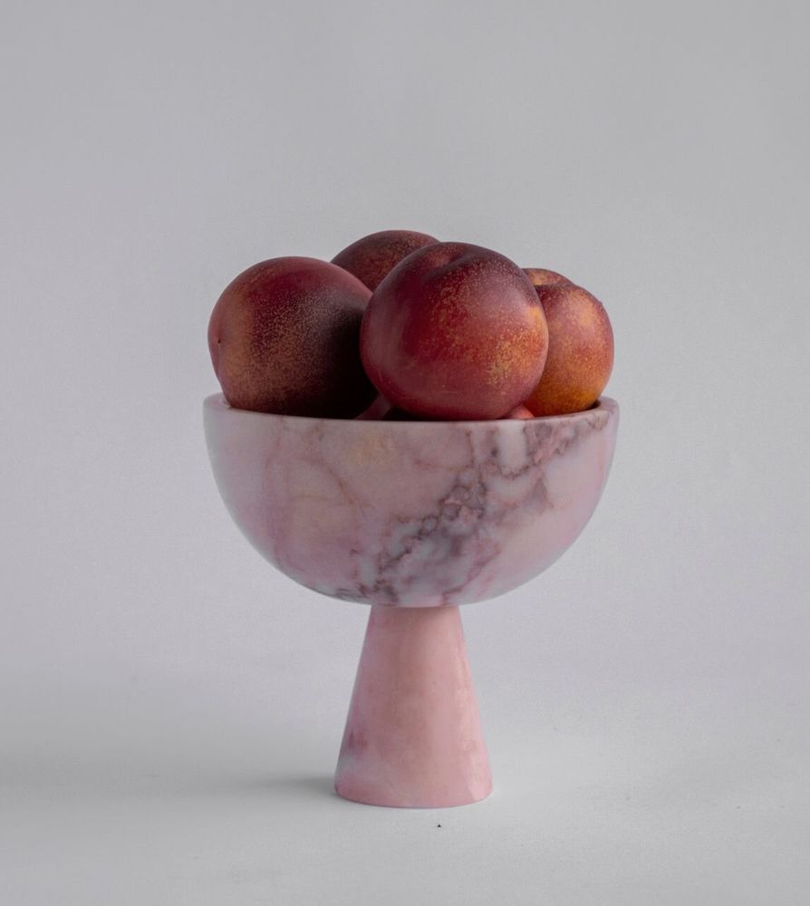 Platter and bowls - PINK MARBLE PEDESTAL BOWL XL - KIWANO CONCEPT