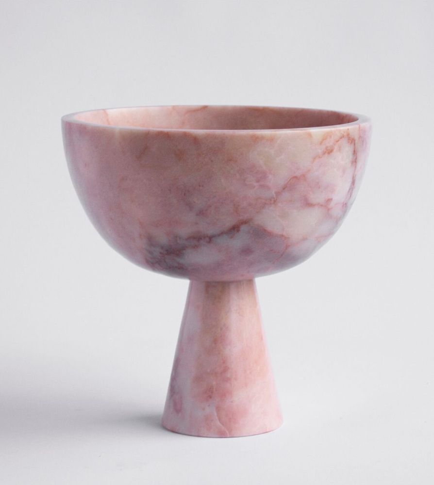 Platter and bowls - PINK MARBLE PEDESTAL BOWL XL - KIWANO CONCEPT