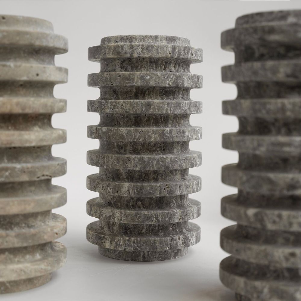 Platter and bowls - SILVER TRAVERTINE LAYER VASE - KIWANO CONCEPT