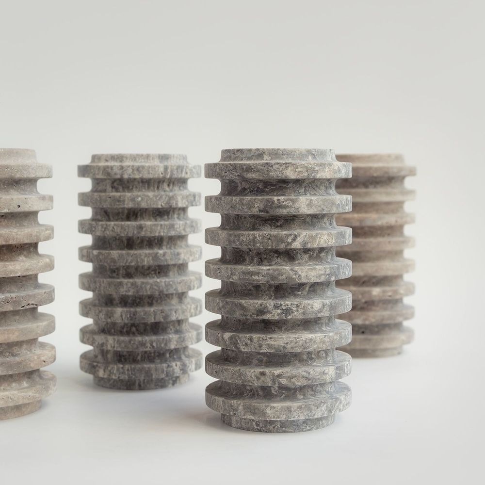 Platter and bowls - SILVER TRAVERTINE LAYER VASE - KIWANO CONCEPT