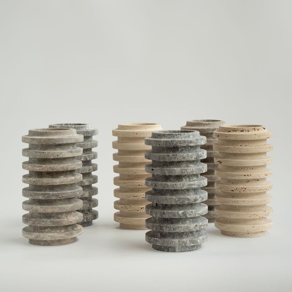 Platter and bowls - SILVER TRAVERTINE LAYER VASE - KIWANO CONCEPT