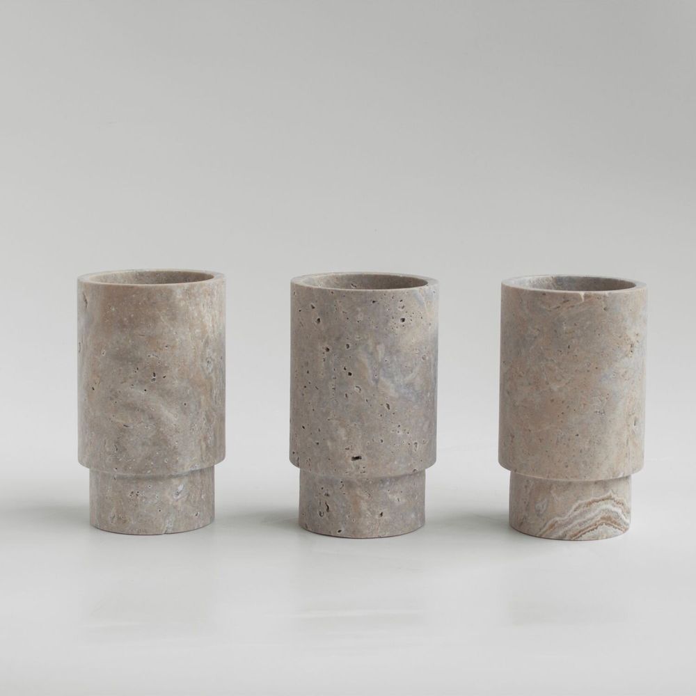 Plats et saladiers - SILVER TRAVERTINE VASE AND WINE COOLER - KIWANO CONCEPT