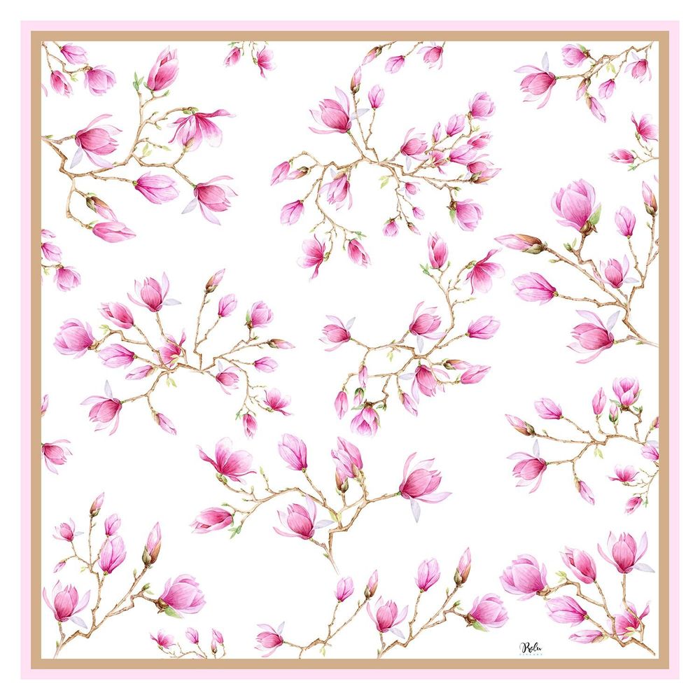 Scarves - Silk Scarf Magnolia Grace 70X70 CM - RALUFINEART
