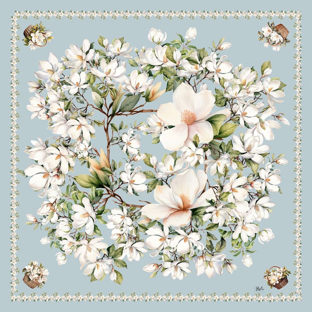 Foulards et écharpes - Foulard en soie Magnolia Breeze 45x45 cm - RALUFINEART