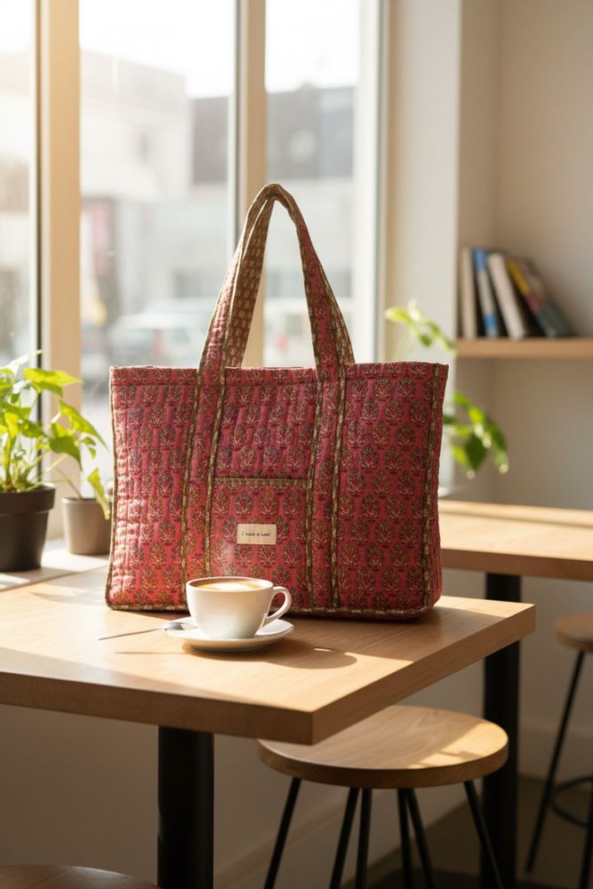 Bags and totes - Quilted work tote bag - I WAS A SARI