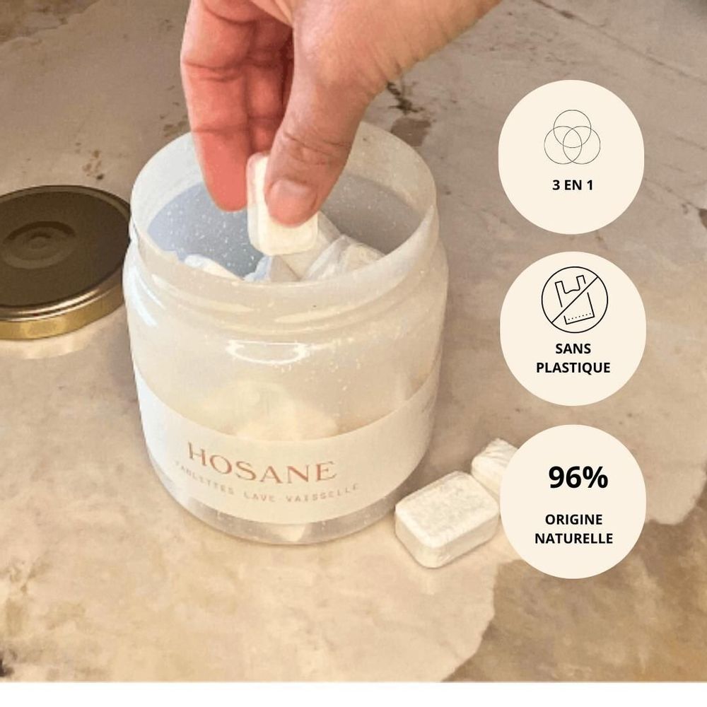 Savons - Pot de tablettes lave-vaisselle – Rechargeable & naturelles - HOSANE