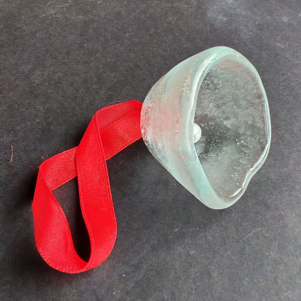 Other Christmas decorations - Large transparent glass bell on elegant ribbon hanger - CARNEOL GLASS
