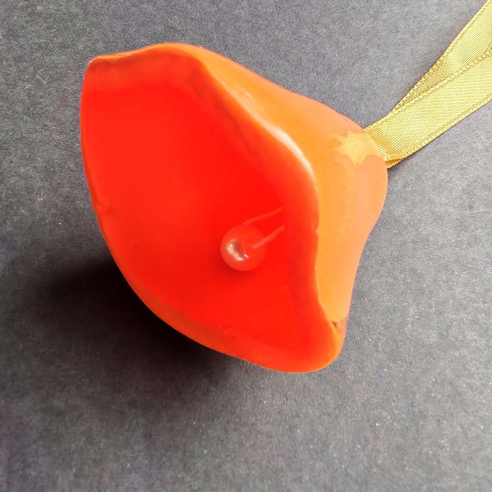 Other Christmas decorations - Large orange glass bell on elegant ribbon hanger - CARNEOL GLASS