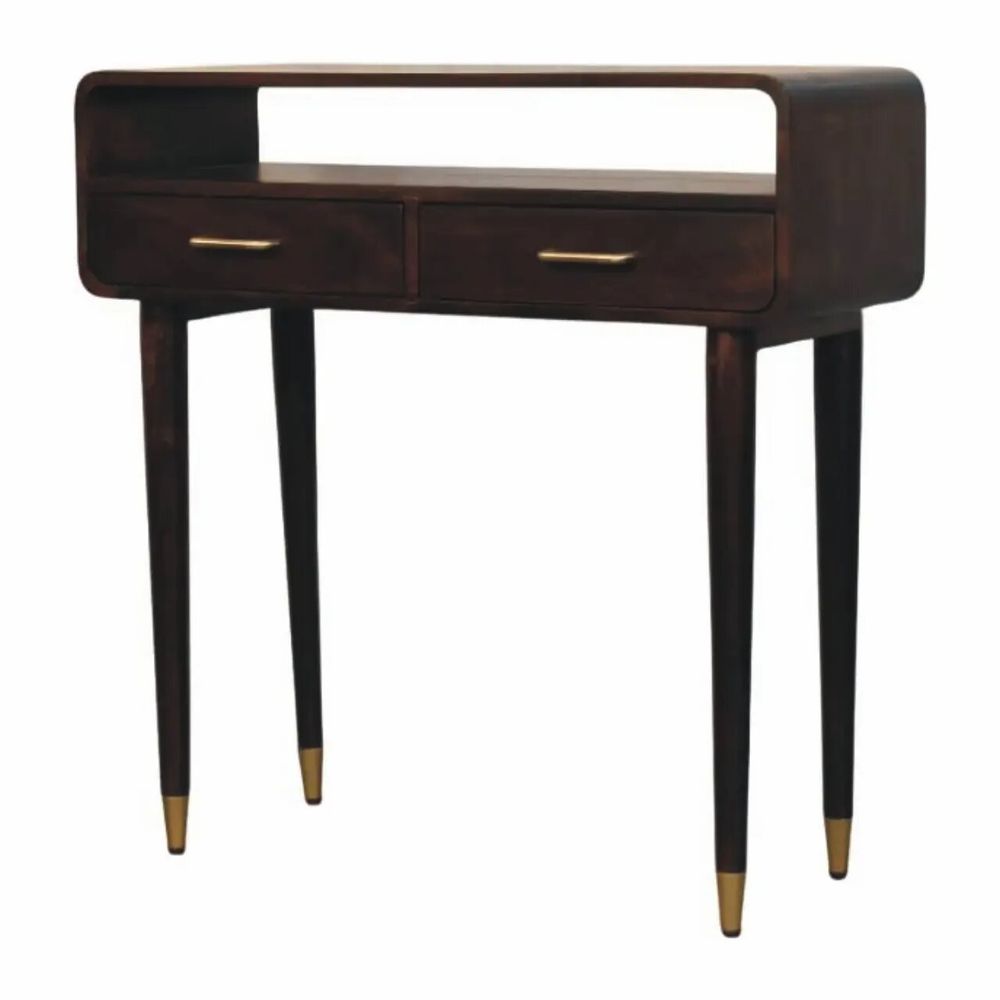Consoles - Artisan Furniture Bureau Console Apollo Loop, 2 Tiroirs, 1 Fente Ouverte, Marron Foncé - ARTISAN FURNITURE