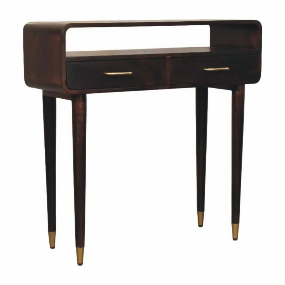 Consoles - Artisan Furniture Bureau Console Apollo Loop, 2 Tiroirs, 1 Fente Ouverte, Marron Foncé - ARTISAN FURNITURE