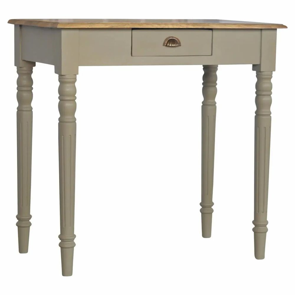 Desks - Artisan Furniture Solid Wood Hand Painted Writing Desk, 1 Drawer, Grey - ARTISAN FURNITURE