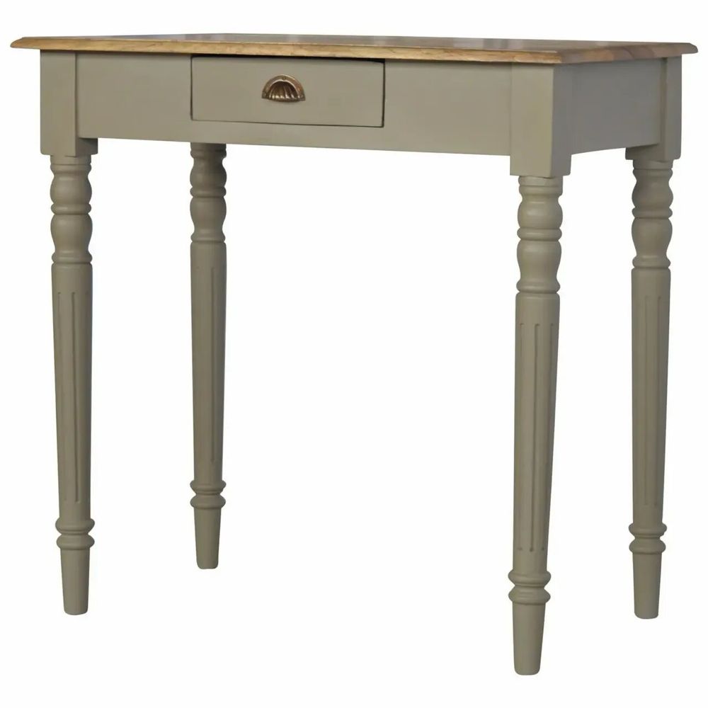 Desks - Artisan Furniture Solid Wood Hand Painted Writing Desk, 1 Drawer, Grey - ARTISAN FURNITURE