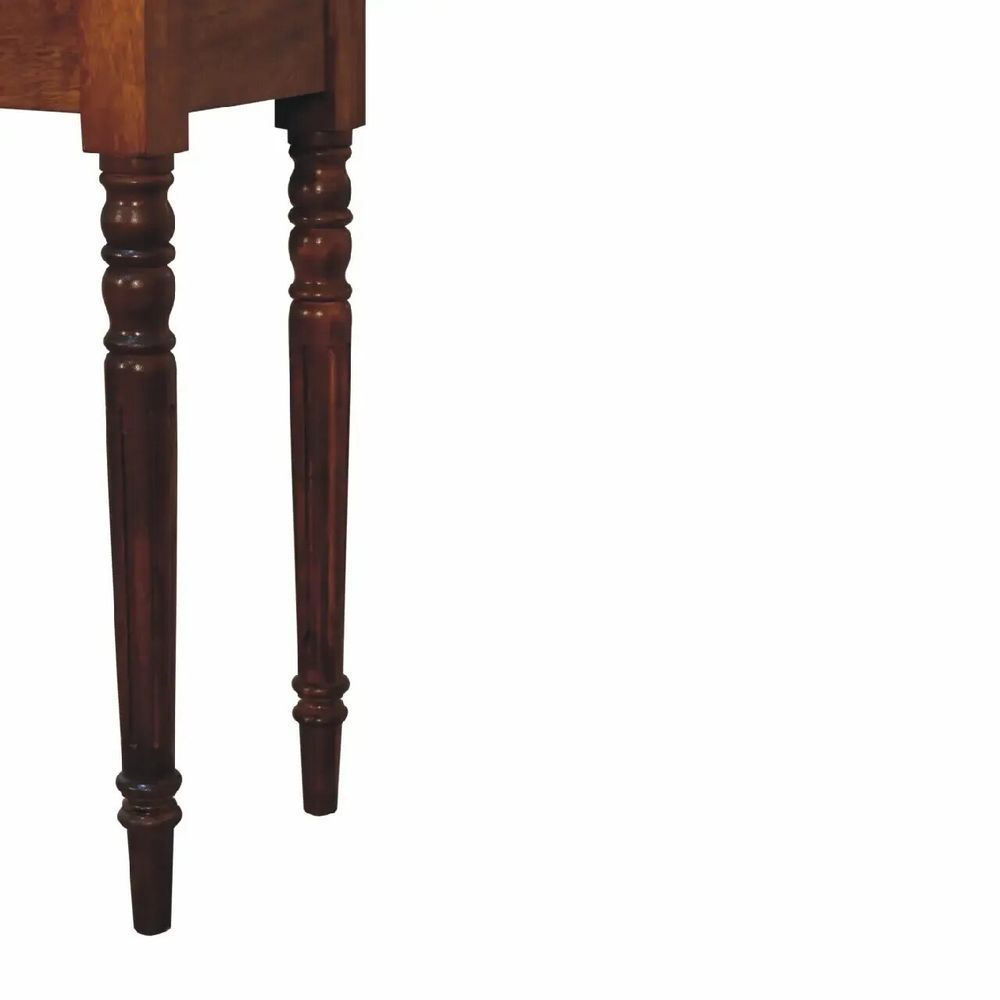 Desks - Artisan Furniture Solid Wood Chestnut Turned Leg Writing Desk, 1 Drawer, Dark Brown - ARTISAN FURNITURE