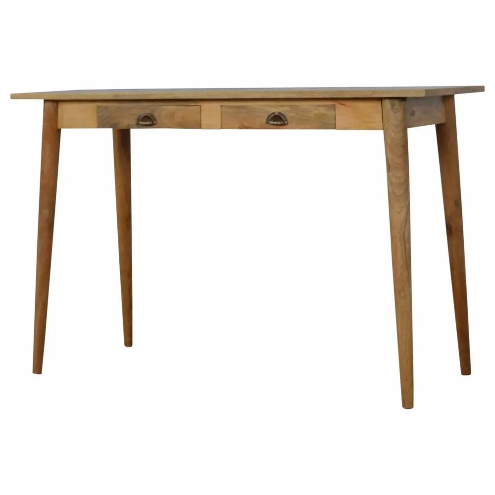 Desks - Artisan Furniture Solid Wood 2 Drawer Nordic Writing Desk, Beige - ARTISAN FURNITURE