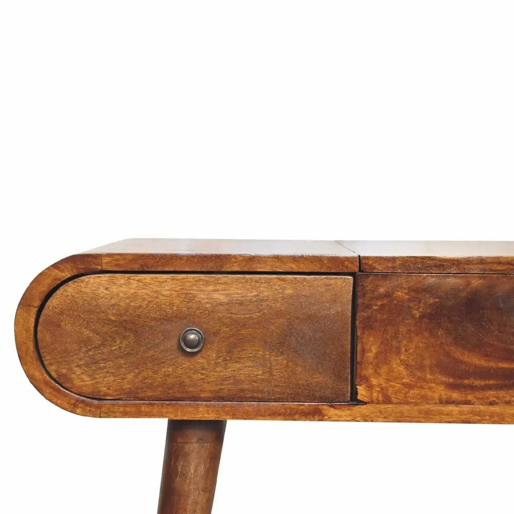 Other tables - Artisan Furniture Solid Wood Chestnut Mirror Dressing Table, 3 Drawers, Dark Brown - ARTISAN FURNITURE