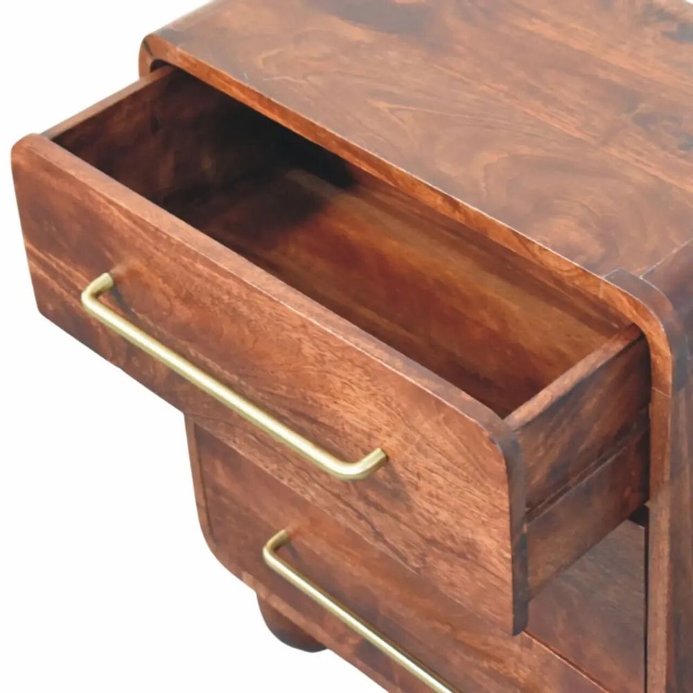 Chiffonniers - Artisan Furniture Commode Arrondie à 3 Tiroirs en Bois Massif, Marron - ARTISAN FURNITURE