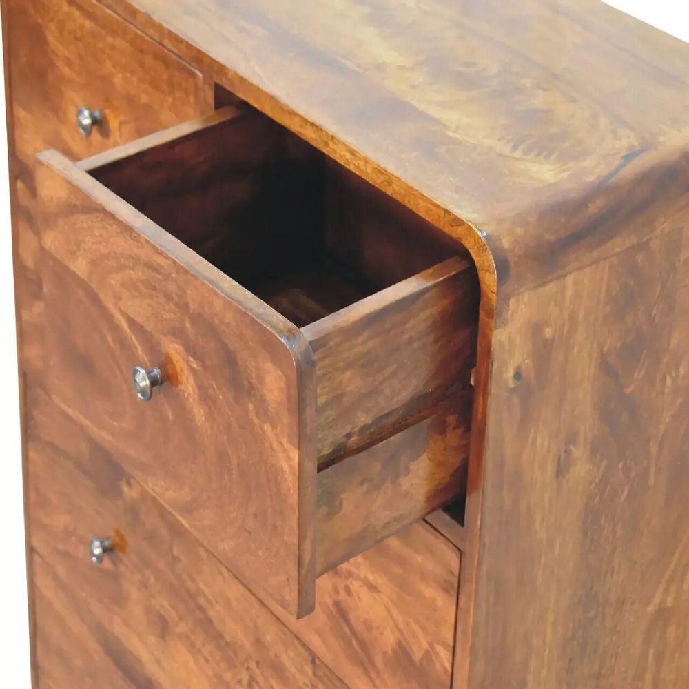 Chiffonniers - Artisan Furniture Commode Courbée en Bois Massif 2 sur 3, Pieds Nordiques, Marron Foncé - ARTISAN FURNITURE