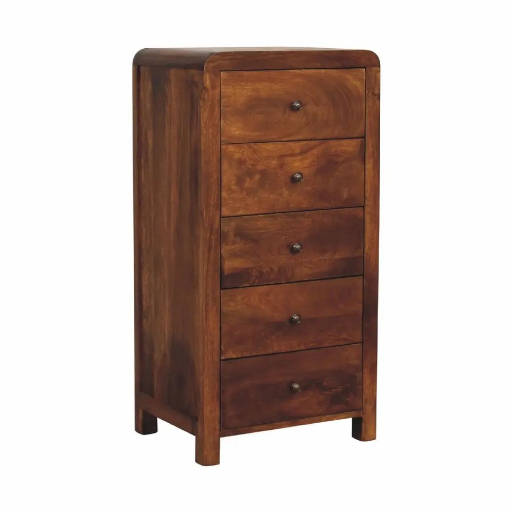 Chiffonniers - Artisan Furniture Commode Haute Aspen en Bois Massif, 5 Tiroirs avec Pieds, Marron - ARTISAN FURNITURE